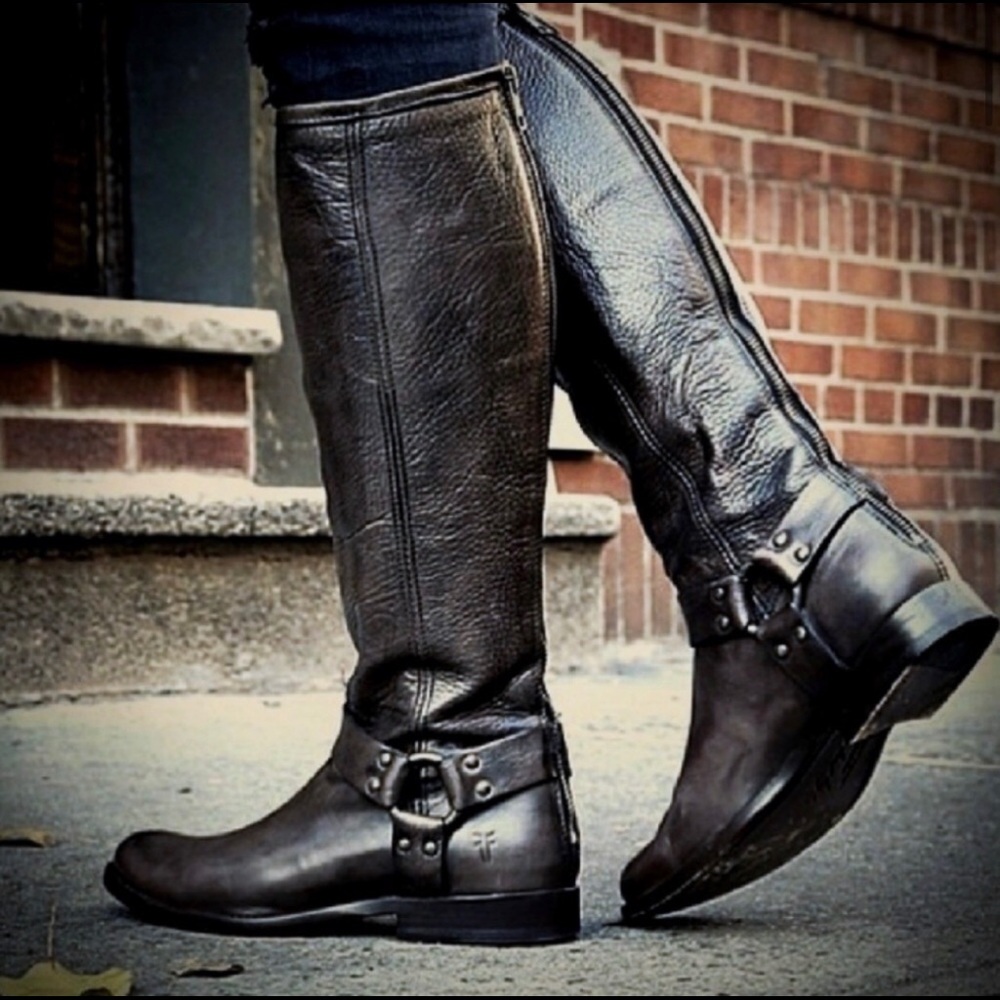 Frye Phillip Harness Tall Black